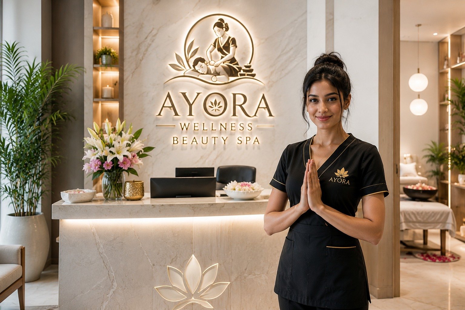 Illustration representing the calm, wellness-focused atmosphere at Ayora Wellness Spa